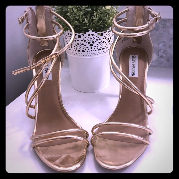 Steve Madden Shoes - Steve Madden Fico Rose Gold Strappy Heels Sz 8
